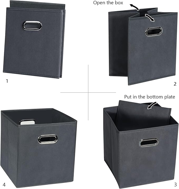 Fabric Cloth Storage Bins,Fabric Cube Organizer with Dual Handles Foldable Cube Storage Baskets for Home Bedroom Storage,Set of 8,(Gray)