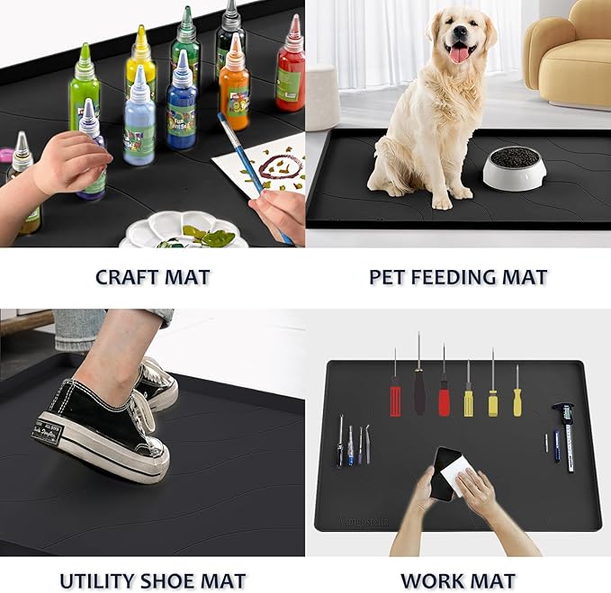 Heavy Duty Silicone Under Sink Mats for Kitchen Waterproof 40" x 22", Extra Thick Under Sink Rubber Mat Drip Tray, Raised Edge Under Sink Liner,Prevent Drips, Leaks, Spills,Black
