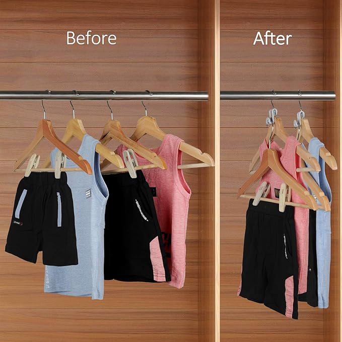 Mlici Clothes Hanger Connector for Clothes Organizing, 60 Pack Space Saving Hanger Extender Hooks for Home Closet Organizer, Grey
