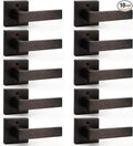 Probrico Decorative Inactive Dummy Lever [Exposed Screws] Oil Rubbed Bronze Square Door Handles for Interior Hall Closets or Pantry Doors-Heavy Duty,10 Pack