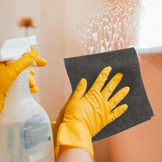balacoo 3pcs Microfiber Glass Cleaning Cloths 30x30cm Gray Absorbent Wiping Towels for Windows Mirrors Car and Household Use