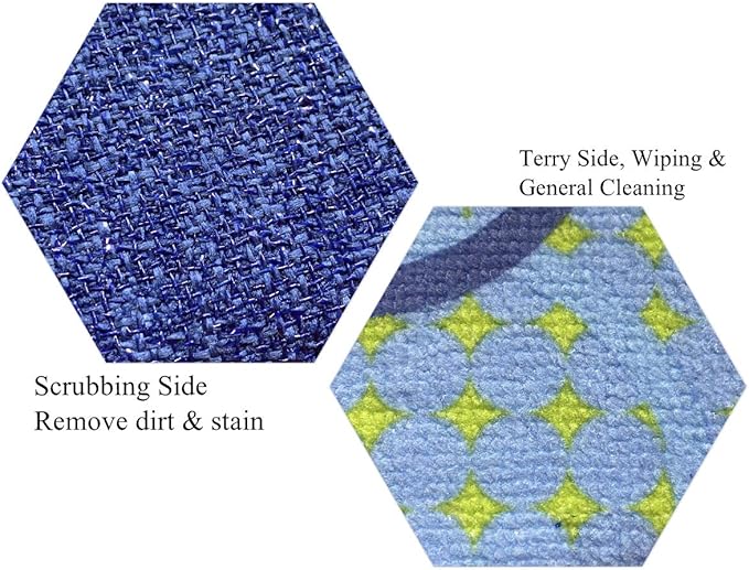 Microfiber Double Sided Scrub & Wipe Sponge Pad for Kitchen & Bath - Safe on Dishes, Sink & Non-Stick Cookware - Reusable Machine Washable Durable & Long Lasting (6pc)