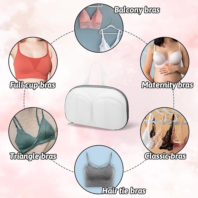 Bra Washing Bags for Laundry, 2 Pcs Mesh Bra Laundry Bags for Washing Machine Bras Washer Protector Bag with Zipper for Wash Delicates Underwear Lingerie Brassiere (Grey, A Cups)