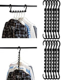 Mr. Pen- Space Saving Hangers for Clothes, 12 pcs, Black, Plastic Multi Clothes Hangers Space Saving, 6 Slots, 360° Rotating Hooks
