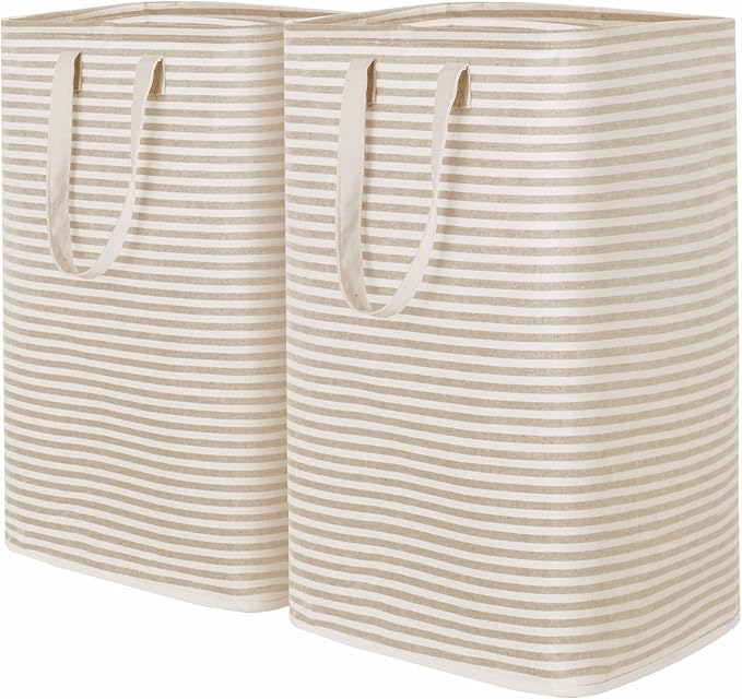 Lifewit 2 Pack Laundry Hamper Large Collapsible Laundry Baskets, Freestanding Waterproof Clothes Hamper with Easy Carry Handles in Laundry Room Bedroom Bathroom College Dorm, Beige, 2 x 80L