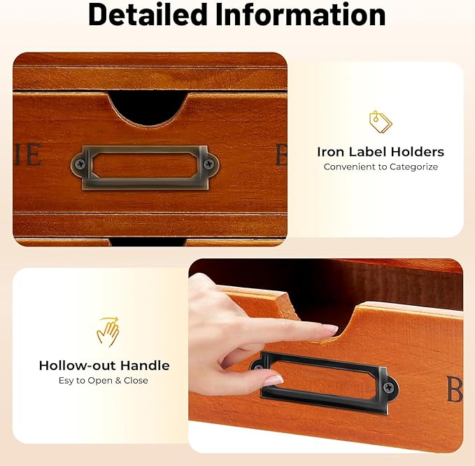 Vintage Wooden Drawer Organizer with 16 Drawers, 4-Tier Stackable Desktop Storage Box for Office, Home, Craft Supplies – Compact Space-Saving Design, Sturdy Pine Wood Construction, Built-In Label