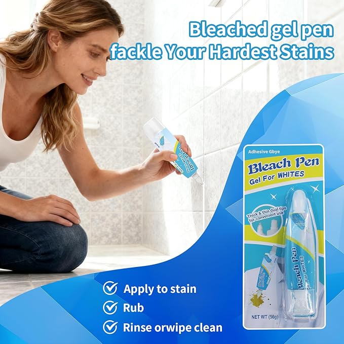 Bleach Pen For Clothing, Bleach Pen, Stain Remover Pen, Instant Travel Stain Cleaner for Clothes, Food, Wine, Coffee, Makeup, Clothing Bleached DIY Design, Portable & Easy Use（1 pack