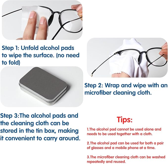 200 Count Lens Wipes for Eyeglasses and 6 pcs Microfiber Cleaning Cloth，Eyeglass Lens Cleaning Wipes，Individually Wrapped Streak-Free Eyeglass Cleaning Wipes for Sunglass, Camera Lens, Goggles.