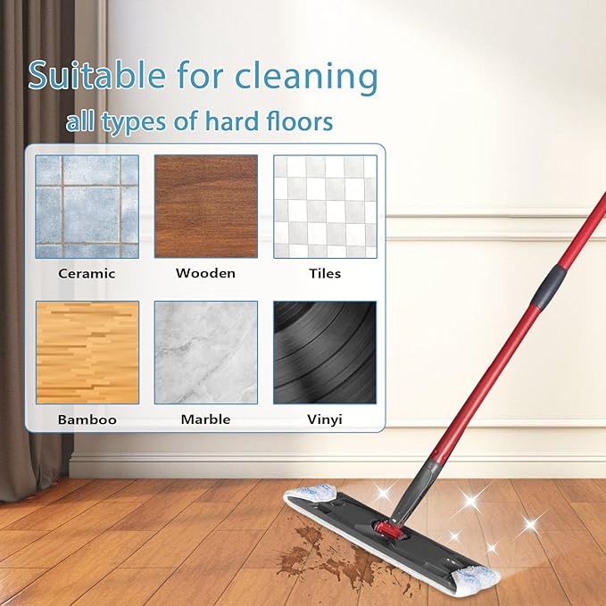 8 Pack Replacement Pads for O Cedar H2prO Flat Mop System, Flat Pads for Ocedar Flat Mop System, Machine Washable/ Reusable, Powerful Stain Removal, for Hardwood, Tile, Marble, Laminate Floors.