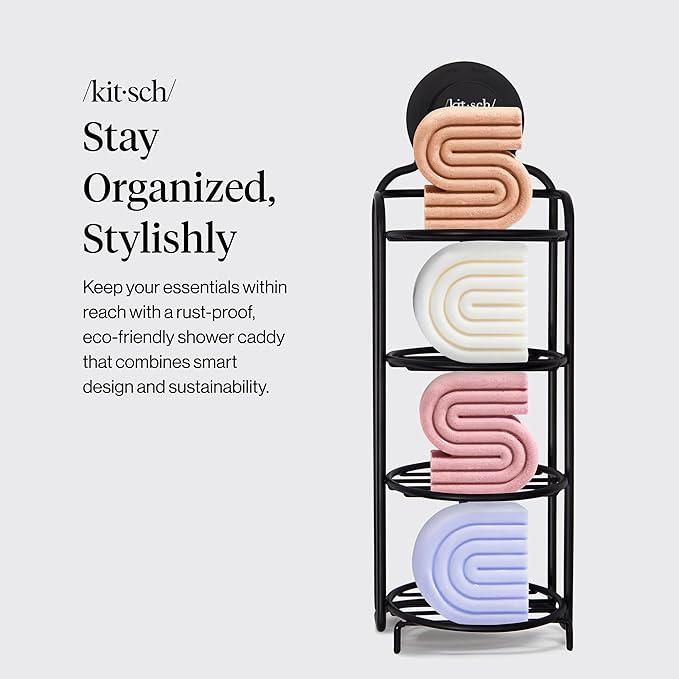 Kitsch Hanging Shower Caddy with Suction Cup – Self-Draining Bar Soap Holder & Shower Caddy for Shampoo Bars, Conditioner Bars & Soap – Rust Proof, Eco-Friendly, Wall Mount or Free-Standing Organizer