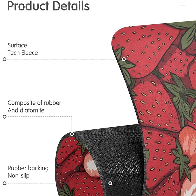 Kitchen Sink Splash Guard 1 PC 14.7 Inch Sink Faucet Mat Splash Guard for Bathroom Countertop Water Absorbent Foldable Cuttable Soft Washable Cartoon Red Strawberry