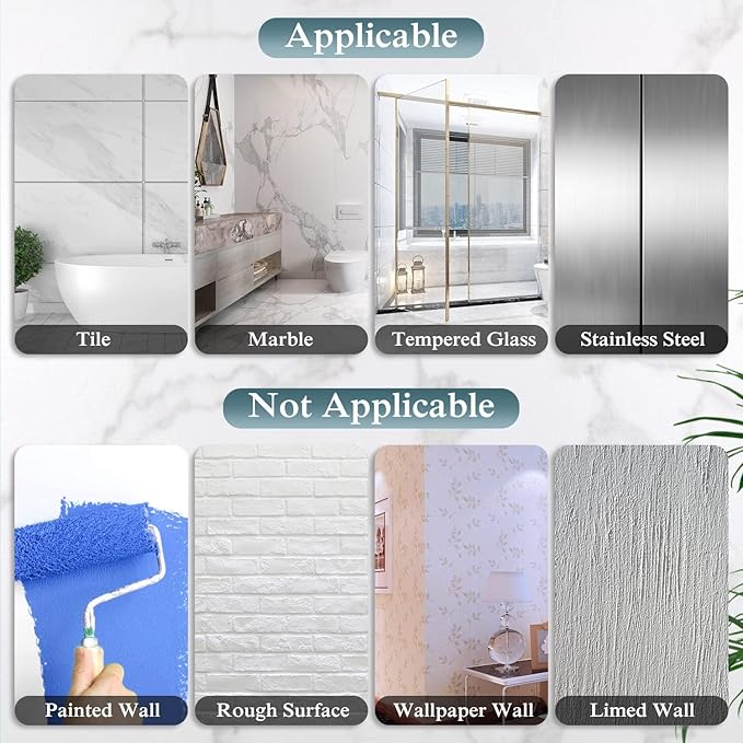 EAGMAK 2 Pack Transparent Shower Caddy Adhesive for Replacement, No Drilling , Soap Holder, Bathroom Storage Shelves and Kitchen Racks