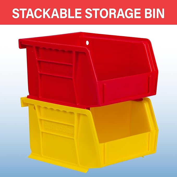 Akro-Mils 30210 AkroBins Plastic Storage Bins, Space-Saving Stackable Bins for Garage, Pantry, Craft Organization, 5-" x 4-" x 3-", Black, 24-Pack