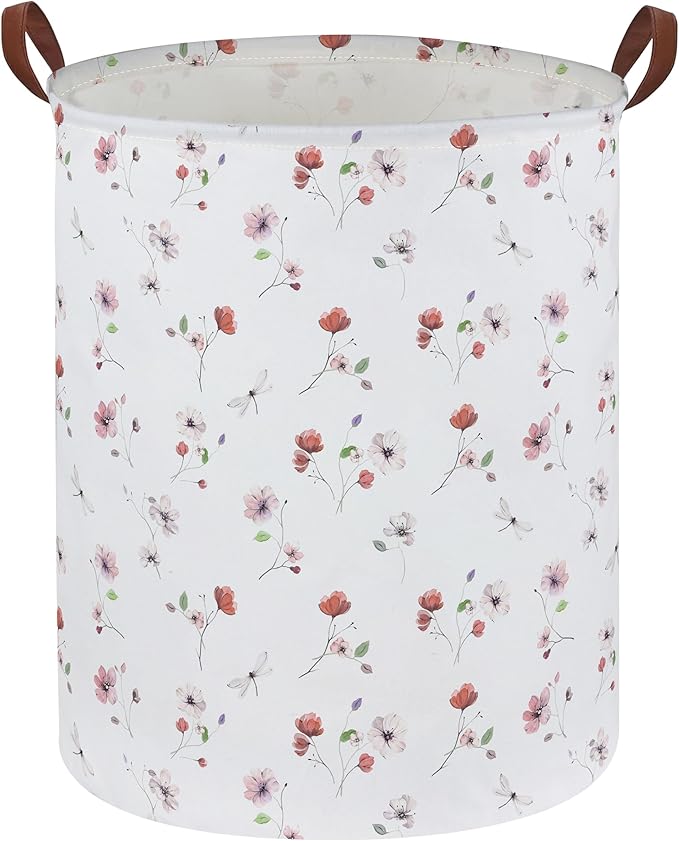 Kids Laundry Hamper,Flower Laundry Basket Collapsible Girls Storage Baskets for Home Decor,Office,Home Organizer,(Dried flowers