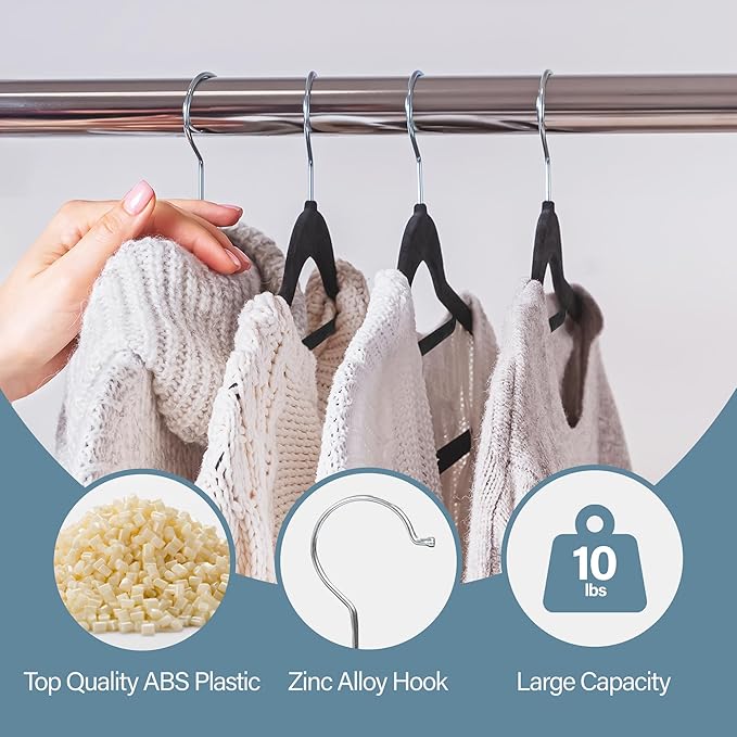 ZENY Velvet Hangers 100 Pack for Suits,Coats, Dress, Non Slip Clothes Hangers, with 360 Degree Swivel Hooks, Space Saving, Durable