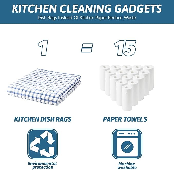 Nialnant 8 Pack Dish Cloths for Washing Dishes, 100% Cotton Reusable Cleaning Rag, Quick Drying Dish Towels for Kitchen-11 x 11 Inches