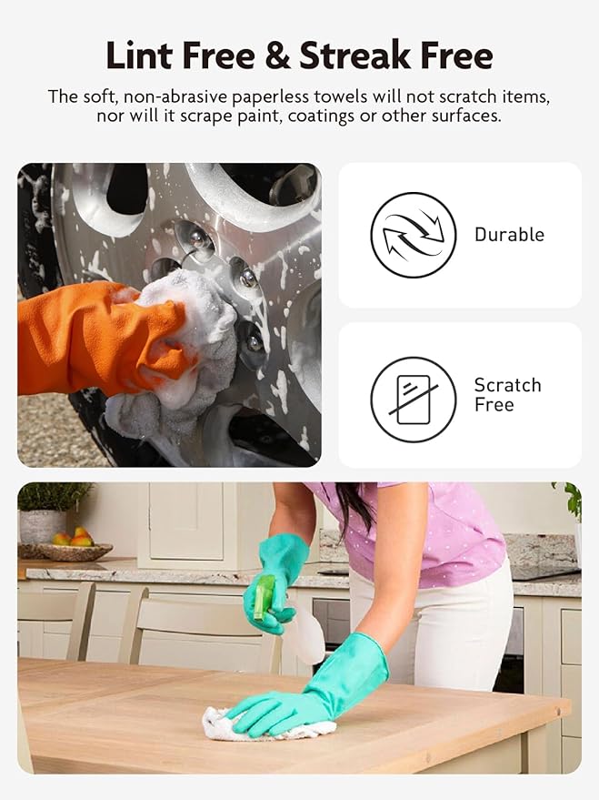 Fantasticlean Microfiber Cleaning Cloth Roll -40 Pack, Tear Away Microfiber Towels, 12" x 12", Reusable, Washable, Scratch Free, Ultra Absorbent Dishcloth for All-Around Cleaning Supplies (White)