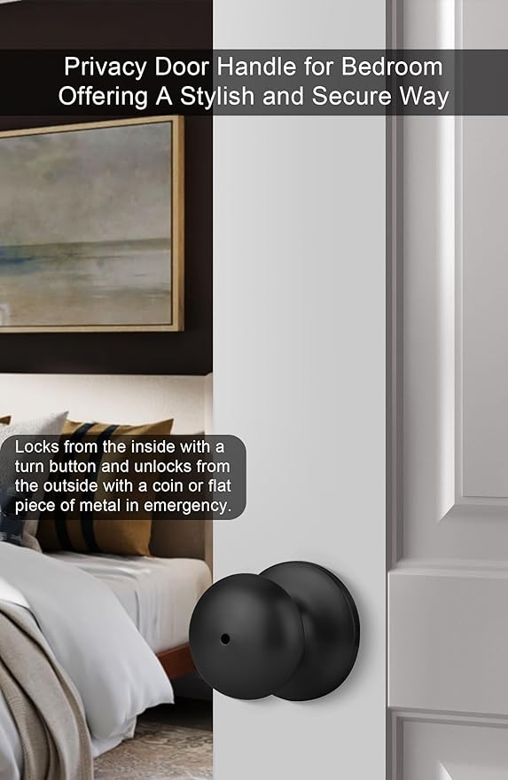 Goldenwarm Black Interior Door Knobs, Matte Black Bedroom Door Knob, Door Knobs Interior Bulk, Privacy Door Knob for Bedroom or Bathroom(12 Pack)