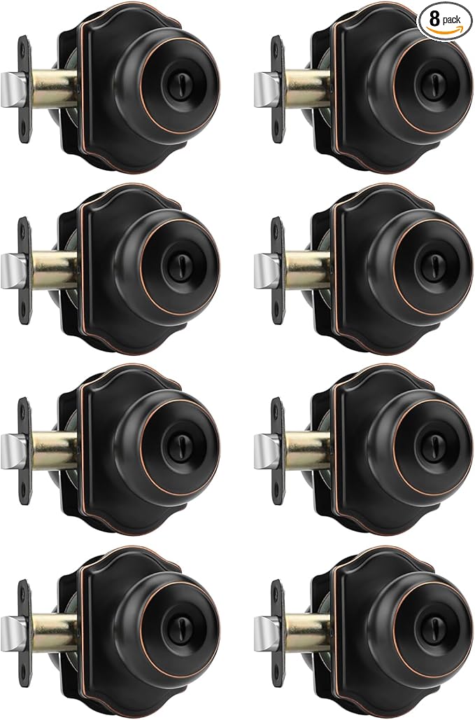 Haidms Oil Rubbed Bronze Door Knobs Interior, Privacy Interior Door knobs, Bronze Indoor Doorknobs for Bedroom or Bathroom (8 Pack)