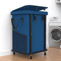 40 Gal(150L) High Grade Large Laundry Basket with Wheels, Rolling Laundry Hamper, Laundry Cart with Metal Frame and Removable Bag Design, Suitable for Laundry Room, Bedroom (Dark Blue, 150L)