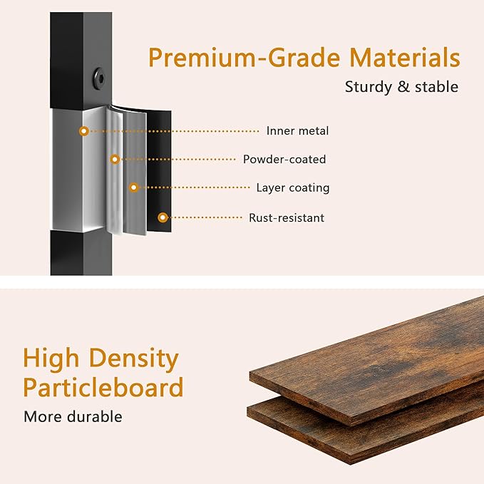 4-Tier Ladder Shelf with Drawer, Bathroom Table Stand for Small Space, Bathroom Standing Shelves with Storage for Living Room Bedroom Kitchen, Organizer Shelf, Rustic Brown