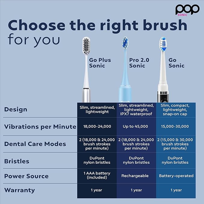 Go Plus Sonic Toothbrushes for Adults w/Electric Toothbrush Case - Electric Toothbrush for Adults & Kids - Sonic Toothbrush w/ 2 Speeds - 18000-24000 Vibrations Per Minute (Silver)