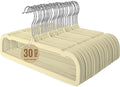 Jiang&Rong 30-Pack Velvet Pants Hangers, Space Saving Slim and Ultra-Thin Non-Slip with 360° Rotating Hooks Felt Hangers, Strong Load-Bearing Capacity Hangers(Beige)