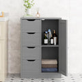 Walsunny Bathroom Floor Storage Cabinet, Wooden Storage Organizer with 4 Drawers and 1 Cupboard, Freestanding Entryway Storage Unit Console Table(Gray)