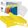 DoubleFill 25 Pcs Large Closet Dividers and 50 Pcs White Blank Cards 18 Inch Clothing Rack Size Dividers for Hanging Clothes, Yellow Garment Rack Tag for Clothes Organization
