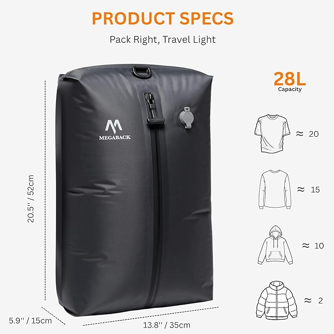Vacuum Bags for Travel, IP67 Reusable Vacuum Seal Bags for Clothing with Electric Pump, Vacuum Seal Packing cube for Suitcases, Backpack & Travel (1PC+Pump)