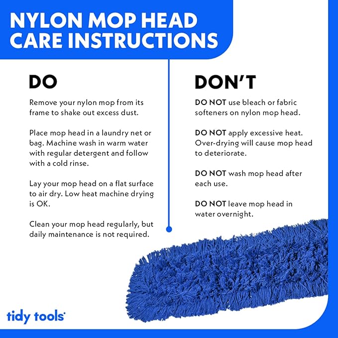 Commercial Dust Mop Replacement Head - 30 x 5 in. Cotton Nylon Reusable Mop Head, Industrial Dust Mop Refill for Floor Cleaning & Janitorial Supplies, Blue