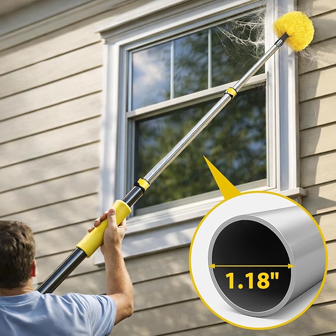 25 Foot High Ceiling Duster Kits with 5-18ft Heavy Duty Extension Pole, High Reach Duster for Cleaning,Microfiber Feather Duster,Cobweb Duster,Ceiling Fan Duster,Window Squeegee & Cleaner