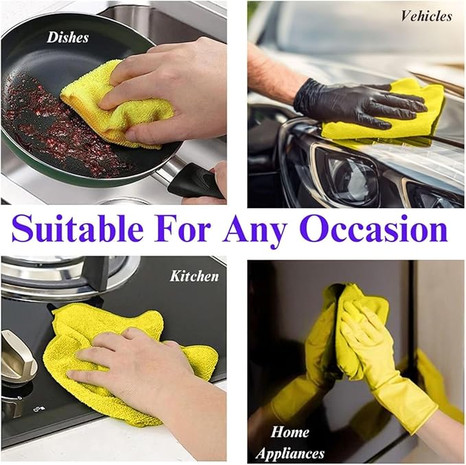 Ultra High Pile Premium Microfiber Towels 72 Pack – Super Soft, Lint-Free, Streak-Free, Scratch-Free Cleaning Cloths – Car, Home, Kitchen, Detailing, 16x16 Inch (Yellow)