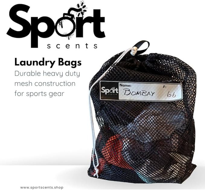 Heavy-Duty Mesh Laundry Bag – 18 x 24 inches with Personalized Name Tag for Dirty Clothes, Shoes, Wraps & Gym Gear – Travel Laundry Bag for Athletes – Zipper or Drawsting closure. (Drawstring Closure)