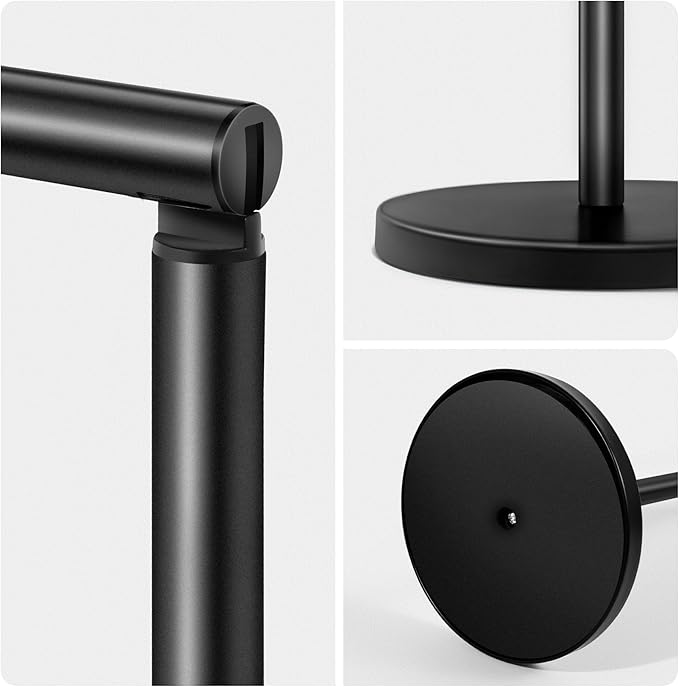 Cesun Toilet Paper Holder Stand Free Standing, Black Toilet Paper Storage with Heavy Weighted Base, Bathroom Stainless Steel Toilet Paper Roll Holder, Non-Slip, Matte Black