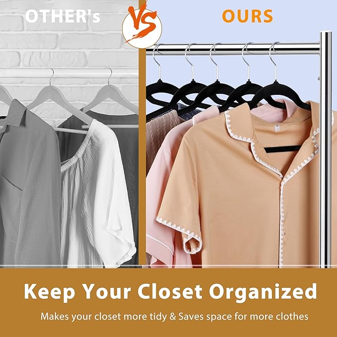 ZenStyle 100 Velvet Hangers - Space Saving, Non-Slip with Rotating Hooks & Pants Bar | Ultra Slim Closet Organizer for Coats, Suits (100 Pack)