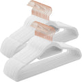 SONGMICS Velvet Hangers, Set of 50 Clothes Hanger with Rose Gold Swivel Hook, Non-Slip, and Space-Saving, 0.2-Inch Thick, 17.1-Inch Long for Coat, Shirt, Dress, Pants, Tie, Cloud White UCRF021W02