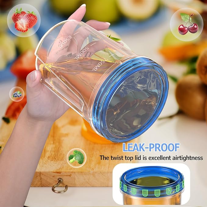 Freezer Storage Containers, Food Storage Containers with Leakproof Twist Top Lids, Stackable Plastic Containers with Lids, Reusable Soup Containers for Meal Prep, Lunch, Leftovers [6 Pack-32 OZ]