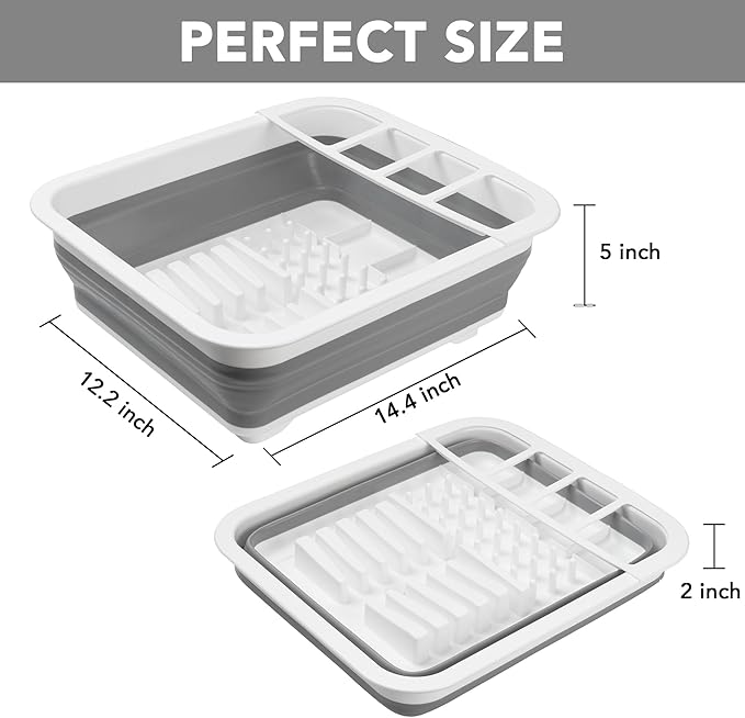 Tiawudi Collapsible Dish Drying Rack, Pop Up Dinnerware Drainer, Portable Plate Organizer for Kitchen RV Campers Travel Trailer, Space Saving Kitchen Storage Tray