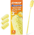JOYMOOP Scented Telescopic Duster kit, 3FT Extendable Handle (Yellow) + 4 Yellow Refill Heads – Easy Cleaning for Ceilings, Ceiling Fans, Blinds, Vents & Shelves