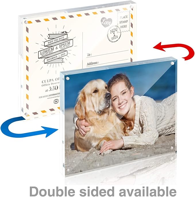 TWING Acrylic Frame 8 x 10, 3 Pack Premium Magnetic Picture Frame, Thickness 10+10MM Clear, Self Standing Photo Frame