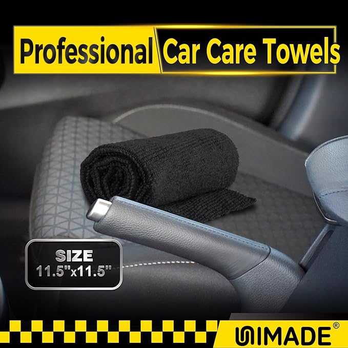 Microfiber Cleaning Cloth, 100 Pack Microfiber Towels for Cars Commercial Grade Work Rags Bulk Detailing Cloth for Automotive Bar Mechanic Restaurant Garage Housekeeping, 11.5"x 11.5", Black