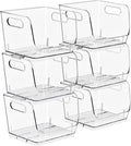 Sorbus Stackable Storage Bins Open Front, Clear Stackable Storage Bins, Pantry Bins for Storage and Organization, Acrylic Stackable Bins for Kitchen, Clear Pantry Organizer Bins (Small Square 6 Pack)