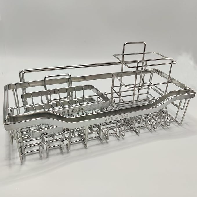 Shower Caddy Bathroom Organizer 5 Pack,Shower Shelf - 304 Stainless Steel,Anticorrosive,Rust-Proof,Waterproof Kitchen & Bathroom Shelvs Storage and Organization - Silver Shower Shelves