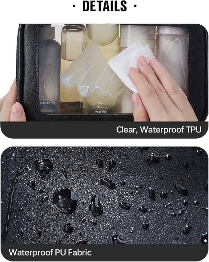 EACHY Clear Makeup Bag Cosmetic Organizer, Waterproof Travel Cosmetic Case with Zipper for Women, Transparent Toiletry and Skincare Pouch, Portable Car or Purse Bag for Travel Essentials