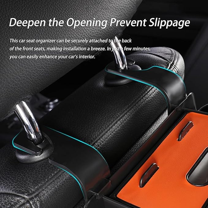 Car Organizers and Storage Box, Car Organizers and Storage Box Behind Set, 4 in 1 Multifunctional Cars Organizer and Storage Back Seat for Hold Phone, Drinks, Handbag, Universal Fit (Brown*1)