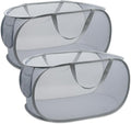 Pop Up Laundry Hamper,Collapsible Horizontal Baskets with Handles & Side Pocket,Foldable Sturdy mesh for Laundry Room,Bathroom,Kids Room,College Dorm or Travel (Double Grey)