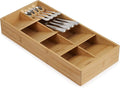 Joseph Joseph Drawer Store Large Compact Flatware, Silverware, Cutlery Drawer Organizer, 8 compartments, Holds 48 Pieces, Bamboo