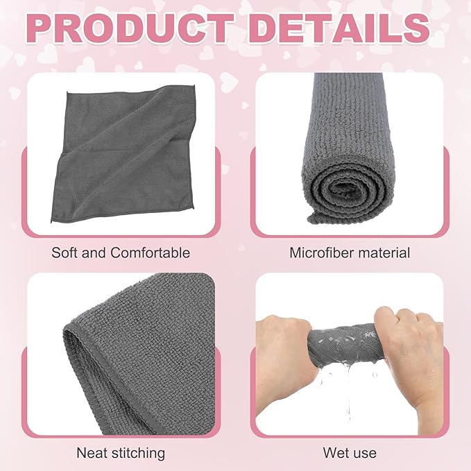 uxcell 5 Pcs Microfiber Cleaning Cloth, Kitchen Towels Reusable Microfiber Towels Highly Absorbent for Household Cleaning Supplies, Kitchen, Bathroom, Gray(Square), 11.8" X11.8