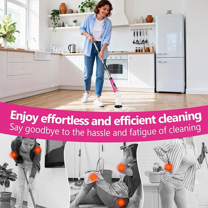 Electric Spin Scrubber,2026 New Adjustable Angle Cleaning Brush，IPX7 Waterproof Shower Scrubber with 3 Speed Settings,9 Brush Heads & Extendable Long Handle for Bathroom, Kitchen and Car Cleaning